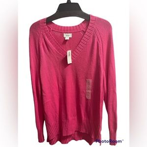 NWT Old Navy V-necked Pink Sweater Sz L